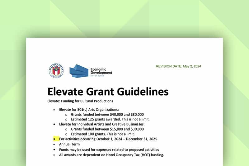 Elevate Grant Guidelines
